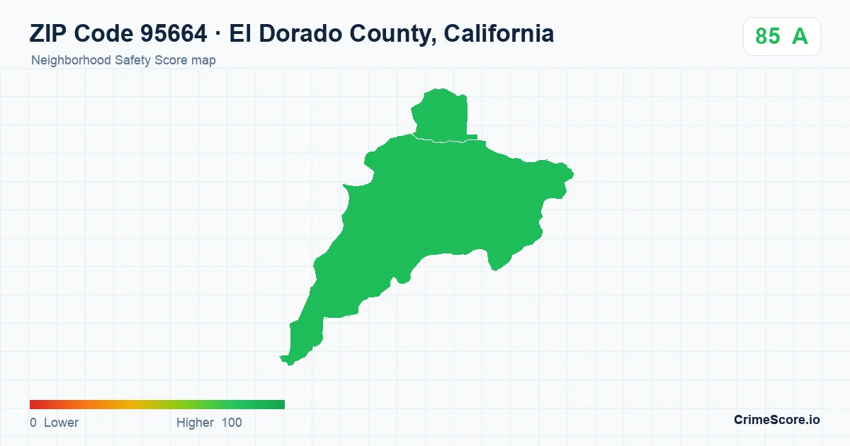 ZIP Code 95664 in El Dorado County, California neighborhood Safety Score map