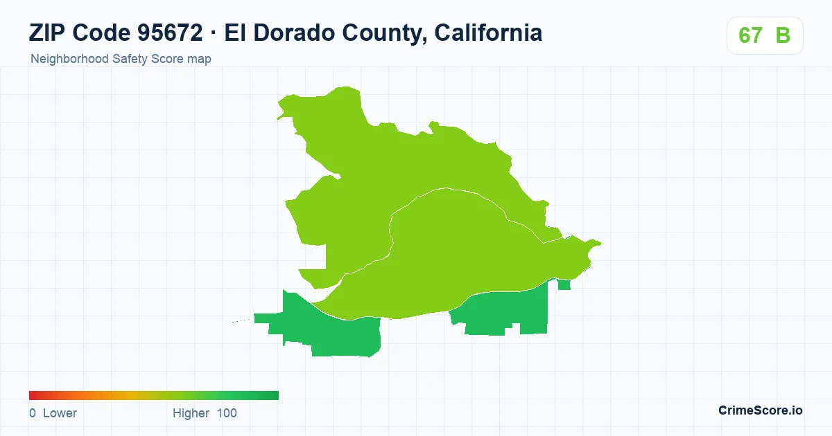 ZIP Code 95672 in El Dorado County, California neighborhood Safety Score map