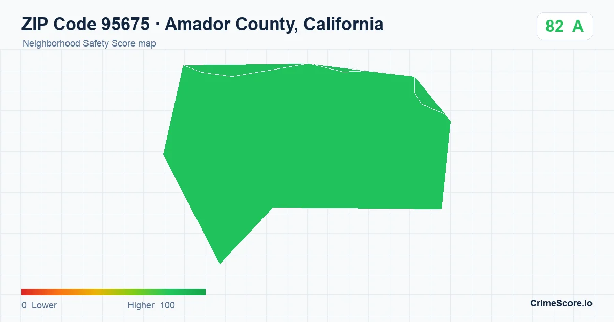 ZIP Code 95675 in Amador County, California neighborhood Safety Score map