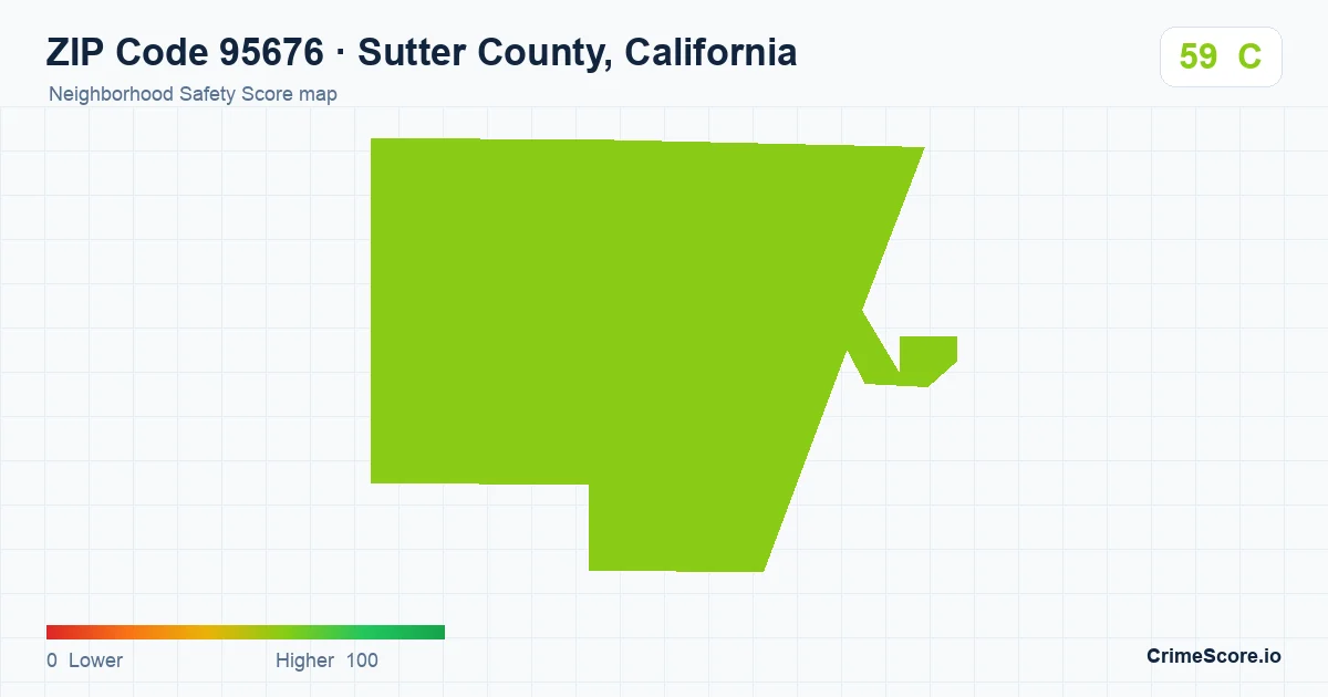 ZIP Code 95676 in Sutter County, California neighborhood Safety Score map