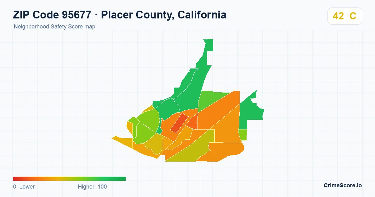 ZIP Code 95677 in Placer County, California neighborhood Safety Score map