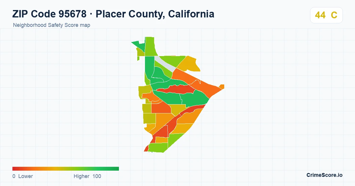 ZIP Code 95678 in Placer County, California neighborhood Safety Score map