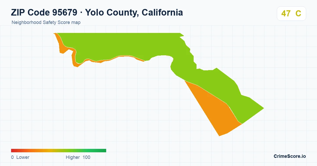 ZIP Code 95679 in Yolo County, California neighborhood Safety Score map