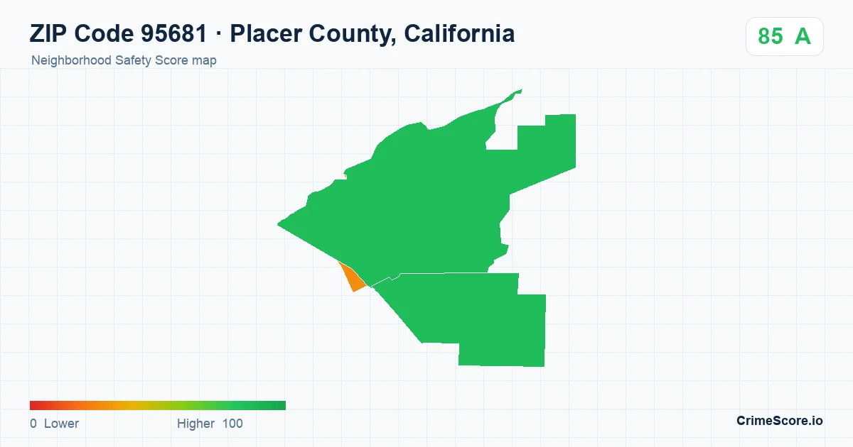 ZIP Code 95681 in Placer County, California neighborhood Safety Score map