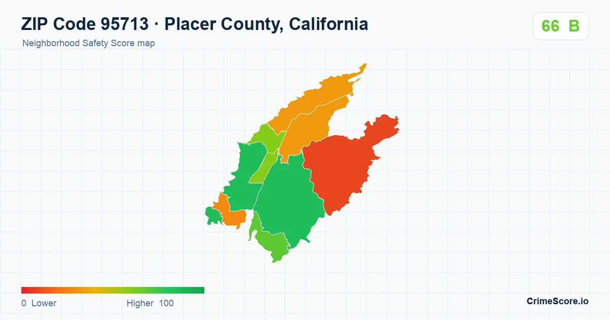 ZIP Code 95713 in Placer County, California neighborhood Safety Score map