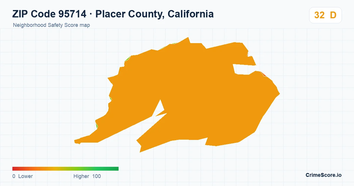 ZIP Code 95714 in Placer County, California neighborhood Safety Score map