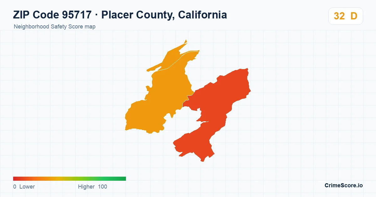 ZIP Code 95717 in Placer County, California neighborhood Safety Score map