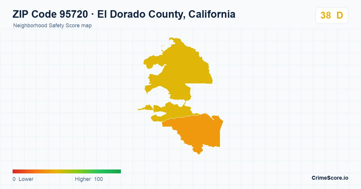 ZIP Code 95720 in El Dorado County, California neighborhood Safety Score map