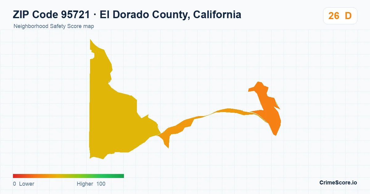 ZIP Code 95721 in El Dorado County, California neighborhood Safety Score map