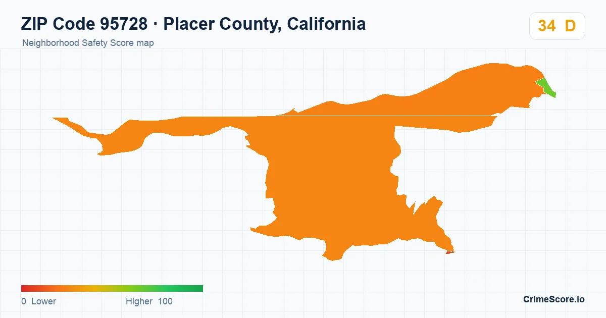 ZIP Code 95728 in Placer County, California neighborhood Safety Score map