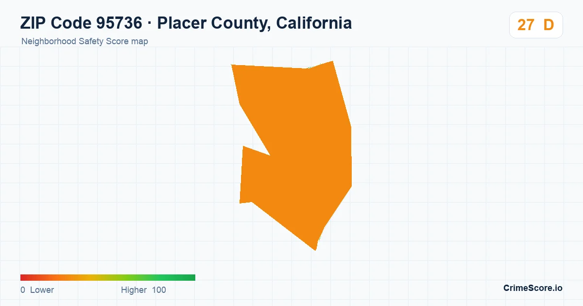 ZIP Code 95736 in Placer County, California neighborhood Safety Score map
