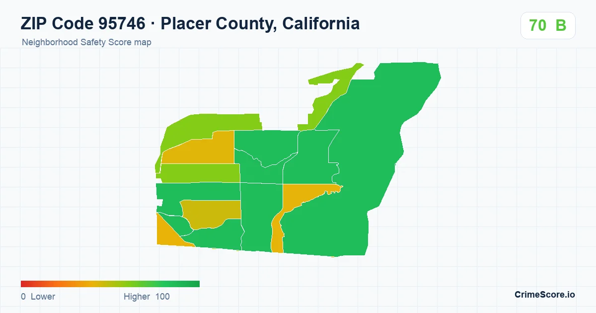 ZIP Code 95746 in Placer County, California neighborhood Safety Score map