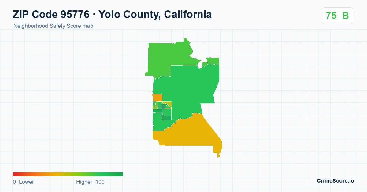 ZIP Code 95776 in Yolo County, California neighborhood Safety Score map