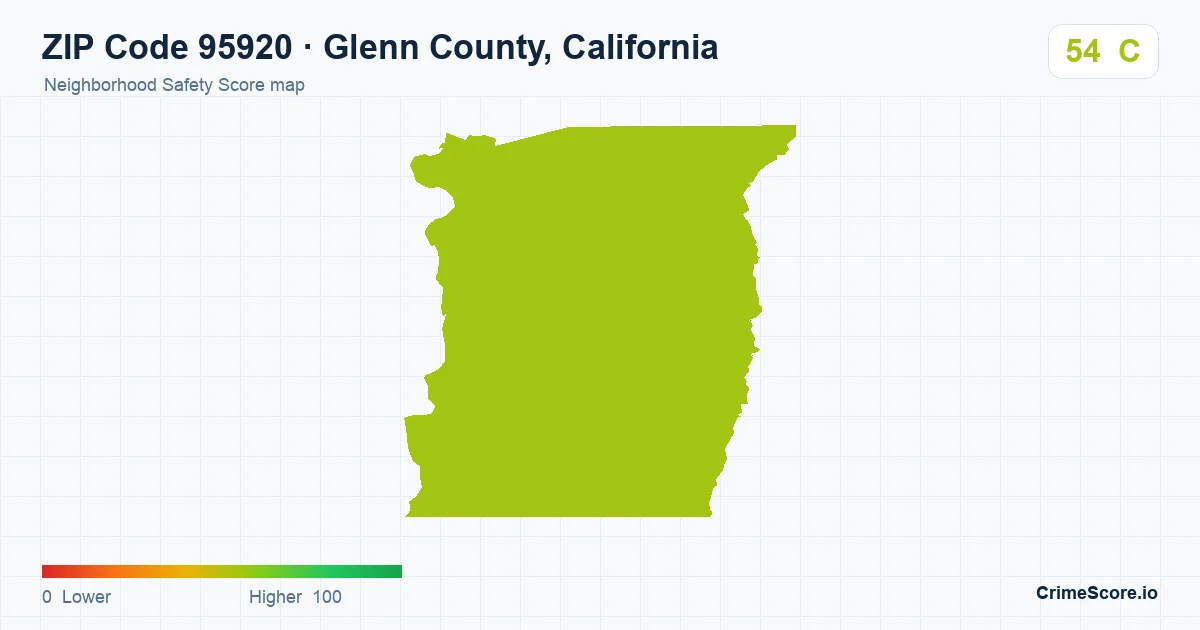 ZIP Code 95920 in Glenn County, California neighborhood Safety Score map