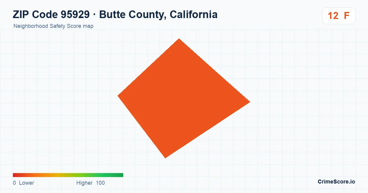 ZIP Code 95929 in Butte County, California neighborhood Safety Score map