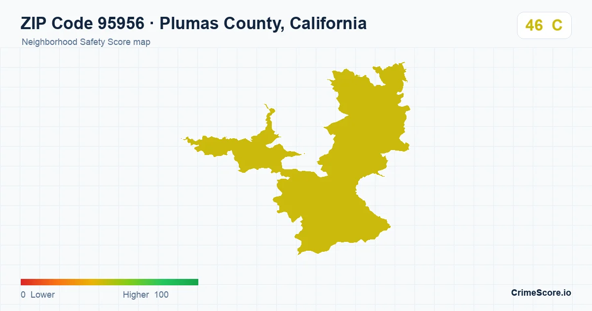 ZIP Code 95956 in Plumas County, California neighborhood Safety Score map