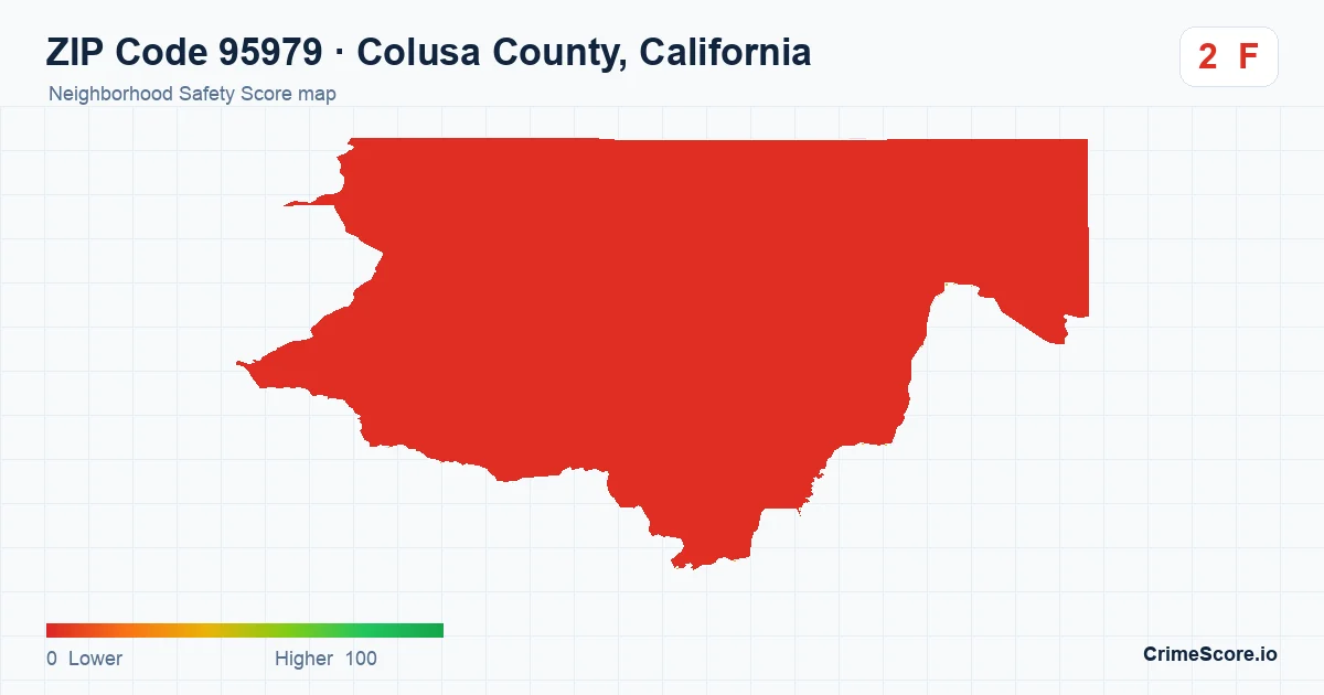 ZIP Code 95979 in Colusa County, California neighborhood Safety Score map