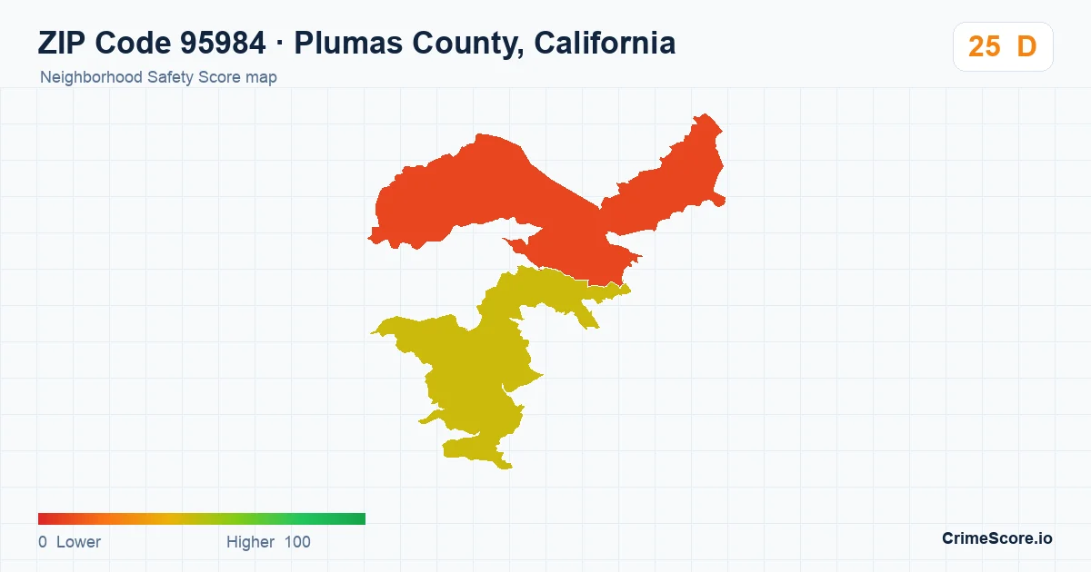 ZIP Code 95984 in Plumas County, California neighborhood Safety Score map