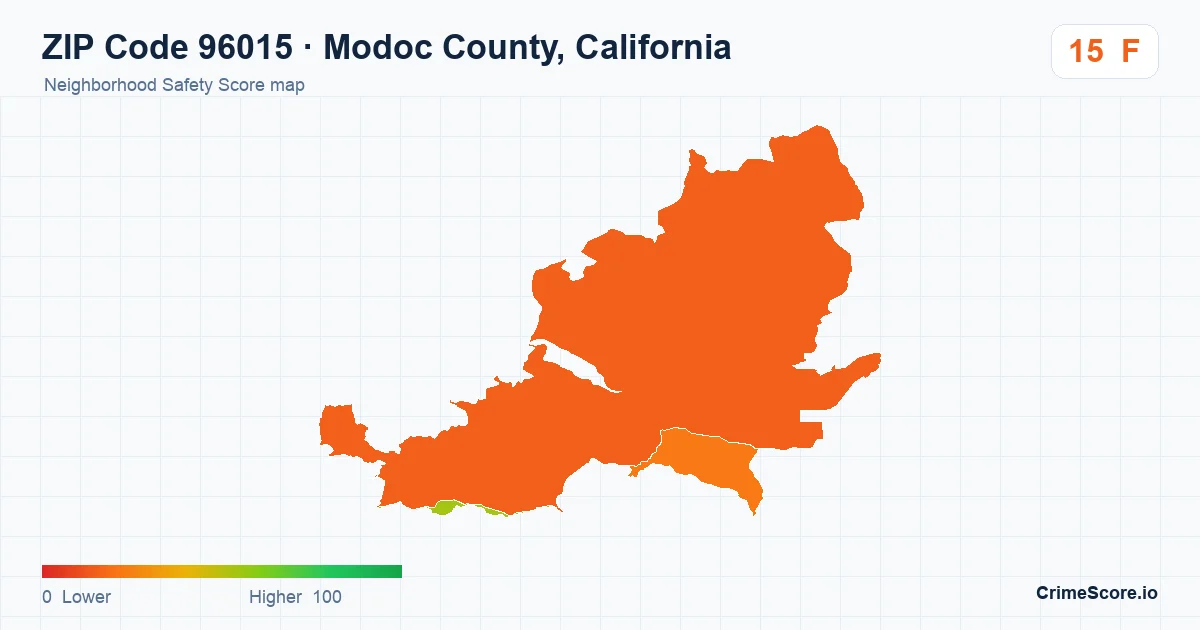 ZIP Code 96015 in Modoc County, California neighborhood Safety Score map