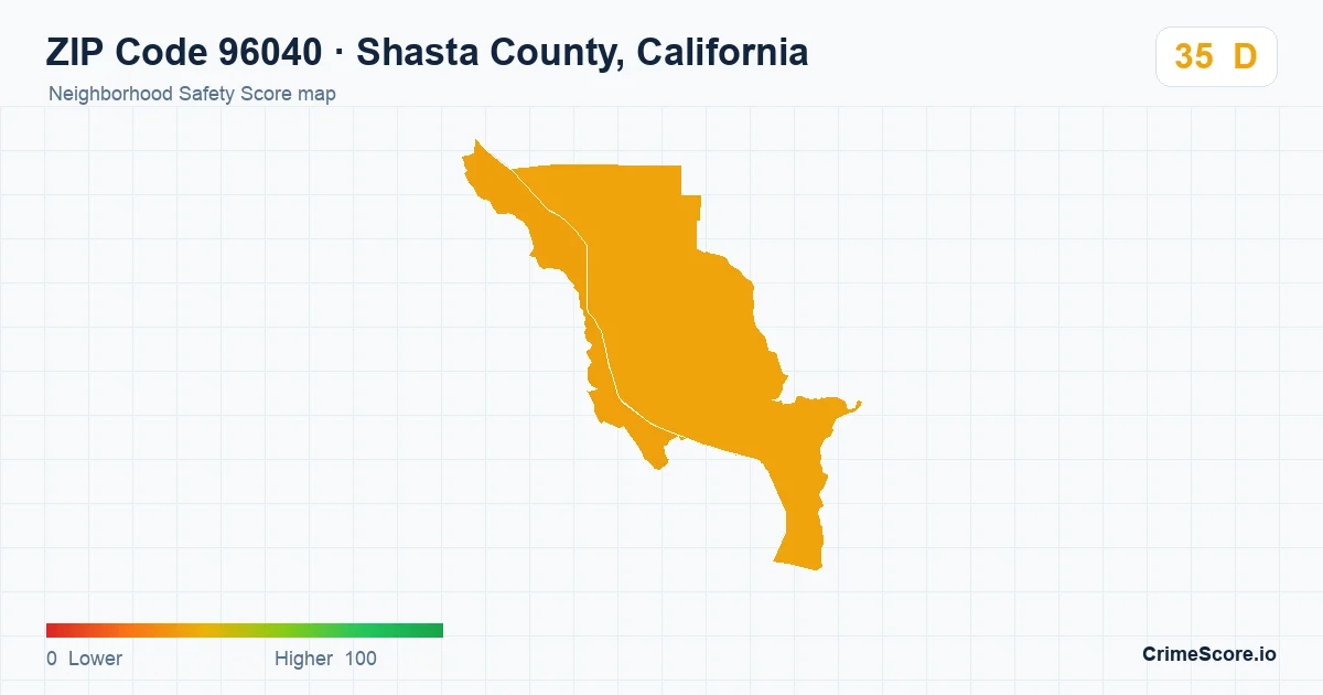 ZIP Code 96040 in Shasta County, California neighborhood Safety Score map