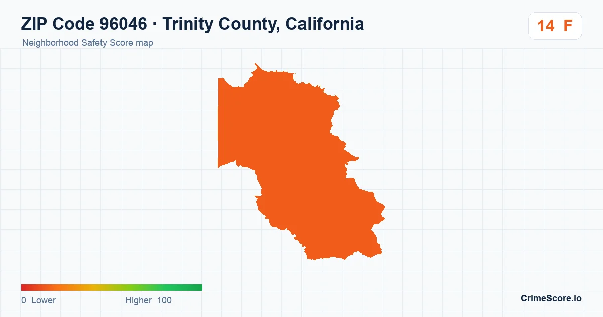 ZIP Code 96046 in Trinity County, California neighborhood Safety Score map