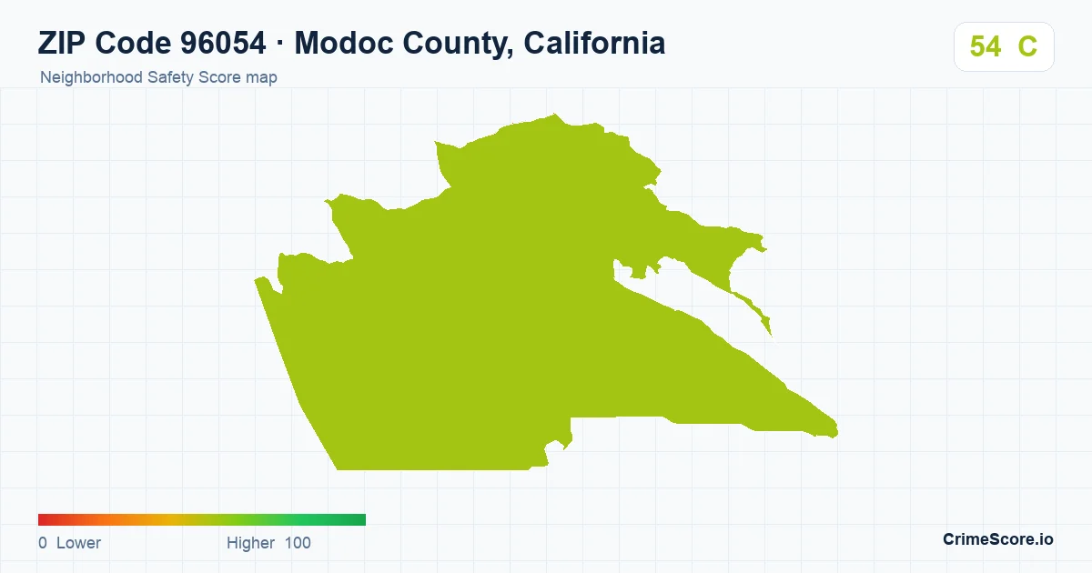 ZIP Code 96054 in Modoc County, California neighborhood Safety Score map