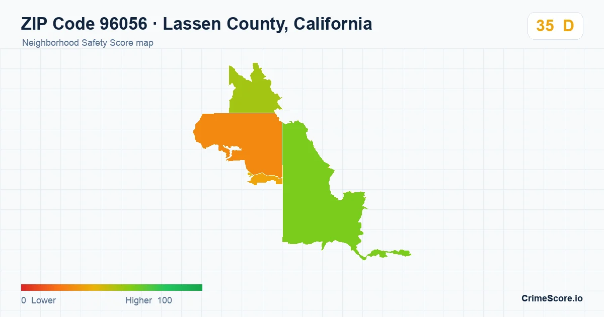 ZIP Code 96056 in Lassen County, California neighborhood Safety Score map