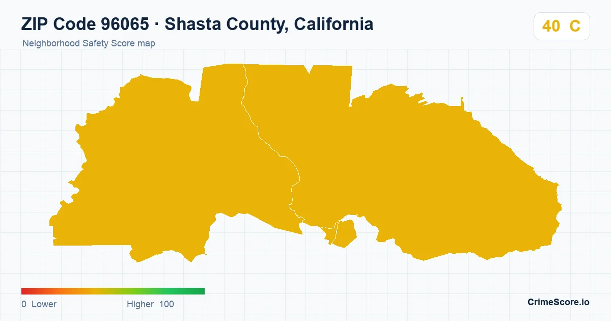 ZIP Code 96065 in Shasta County, California neighborhood Safety Score map