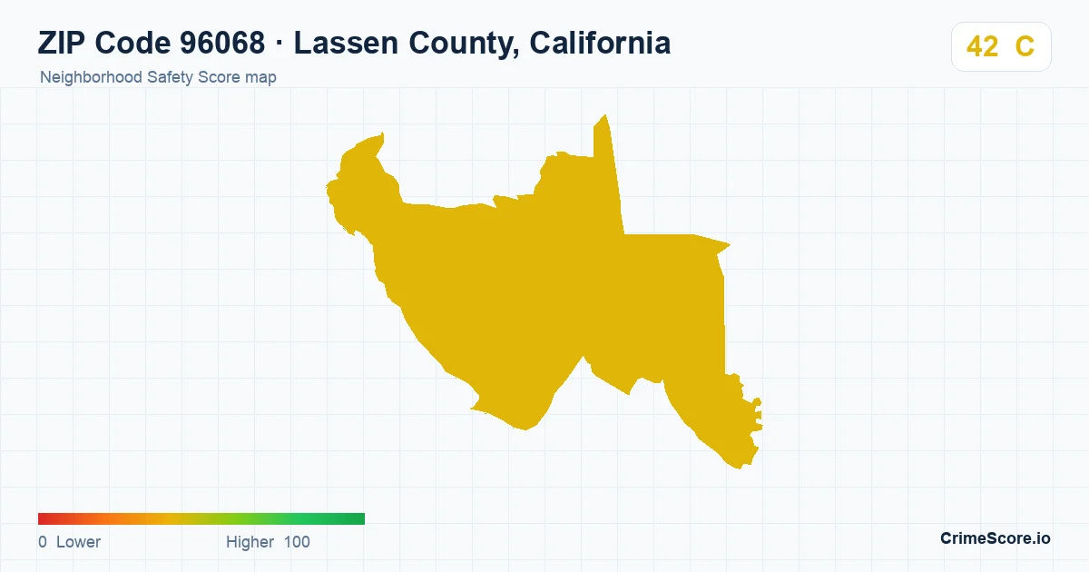ZIP Code 96068 in Lassen County, California neighborhood Safety Score map