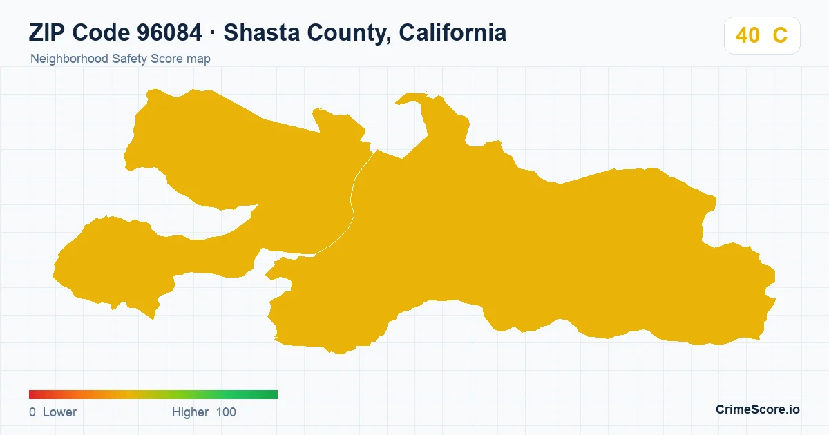ZIP Code 96084 in Shasta County, California neighborhood Safety Score map