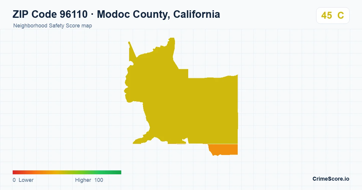 ZIP Code 96110 in Modoc County, California neighborhood Safety Score map