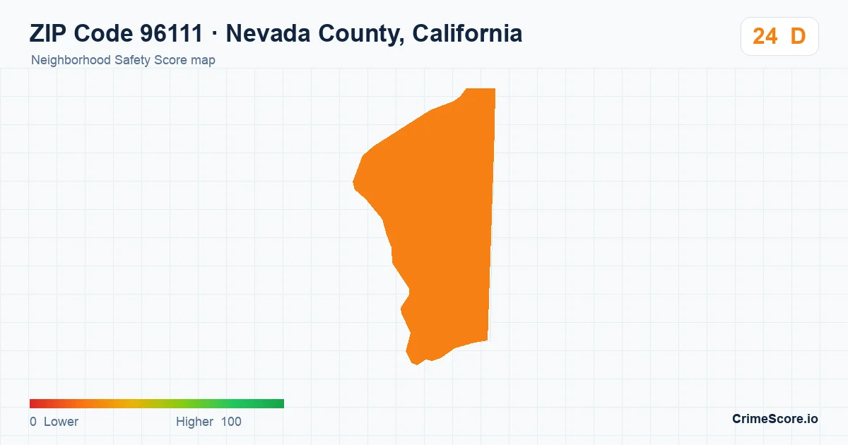 ZIP Code 96111 in Nevada County, California neighborhood Safety Score map