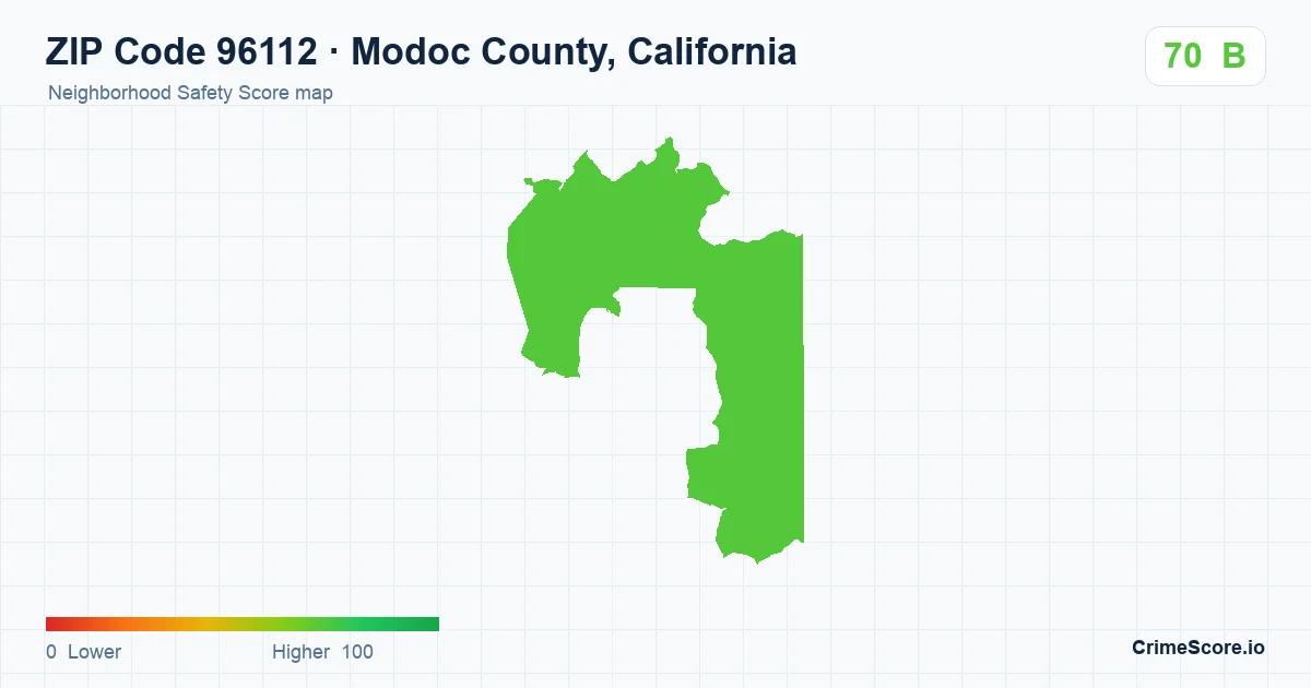 ZIP Code 96112 in Modoc County, California neighborhood Safety Score map