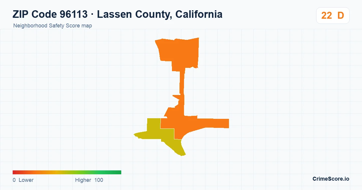 ZIP Code 96113 in Lassen County, California neighborhood Safety Score map