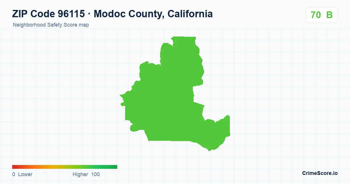 ZIP Code 96115 in Modoc County, California neighborhood Safety Score map
