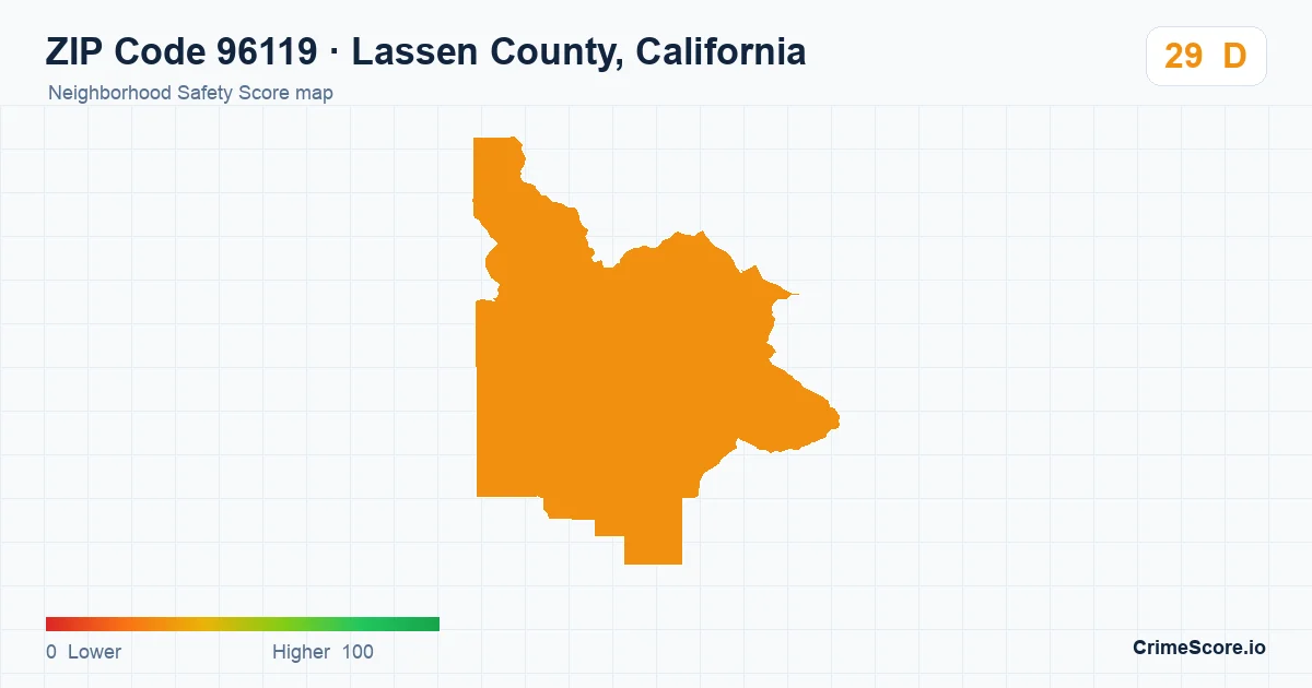 ZIP Code 96119 in Lassen County, California neighborhood Safety Score map