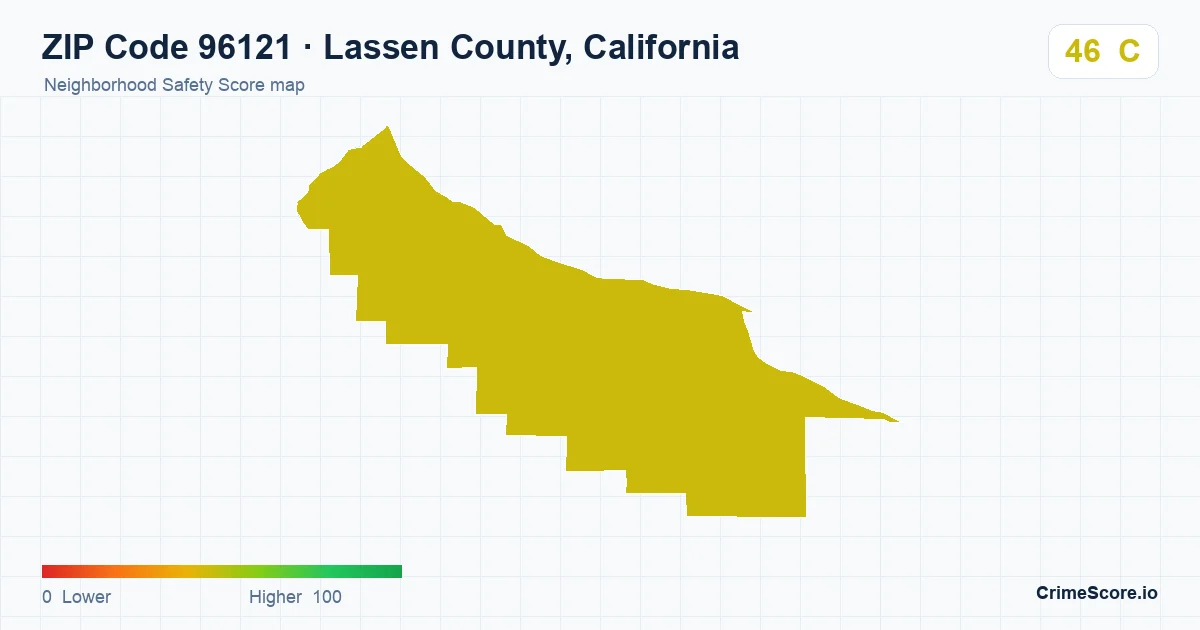 ZIP Code 96121 in Lassen County, California neighborhood Safety Score map