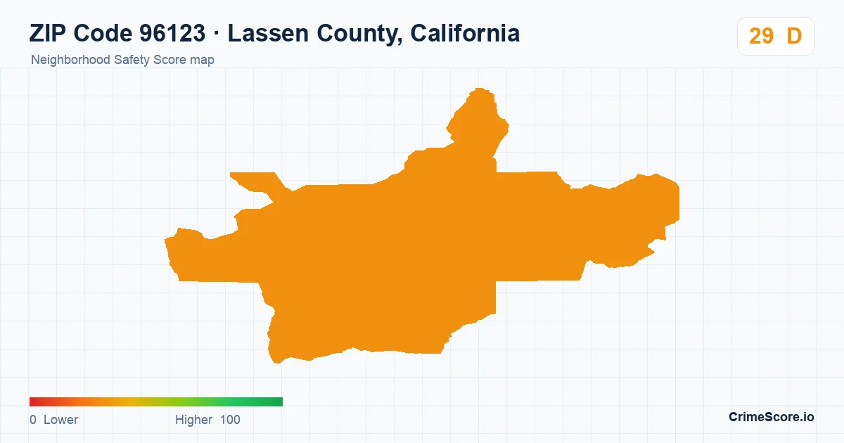 ZIP Code 96123 in Lassen County, California neighborhood Safety Score map