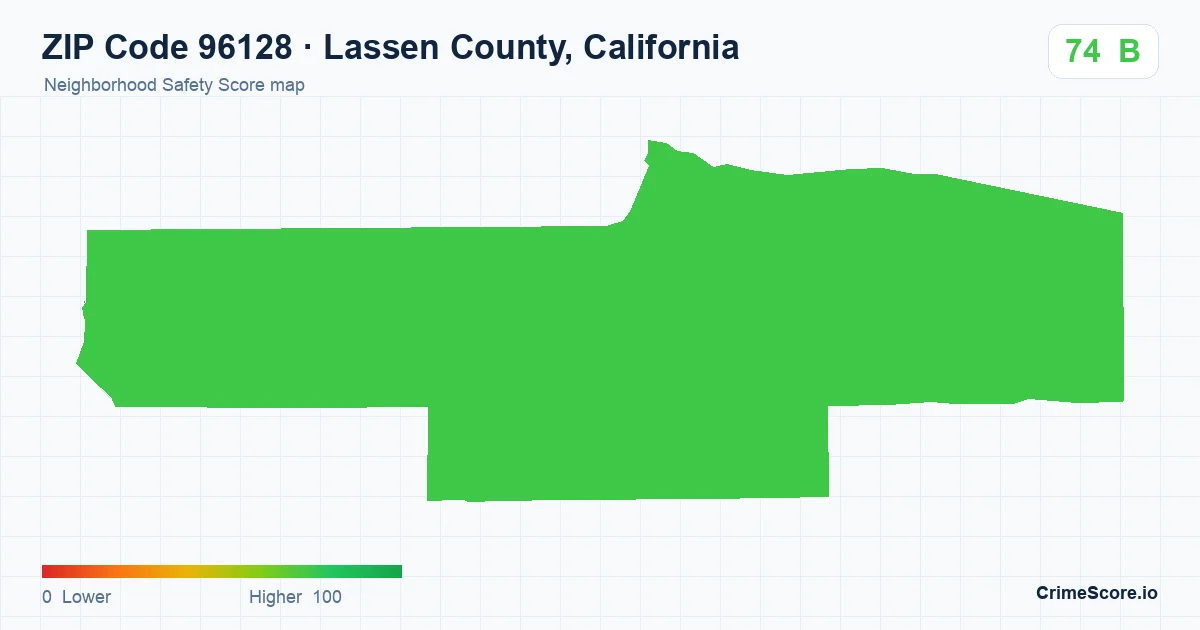ZIP Code 96128 in Lassen County, California neighborhood Safety Score map