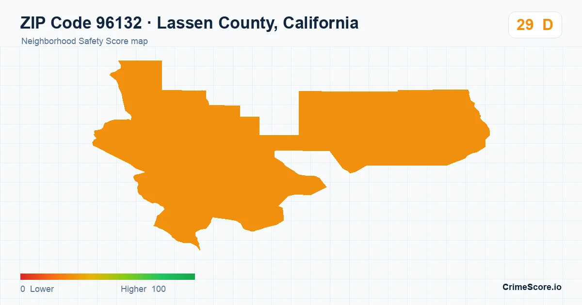 ZIP Code 96132 in Lassen County, California neighborhood Safety Score map
