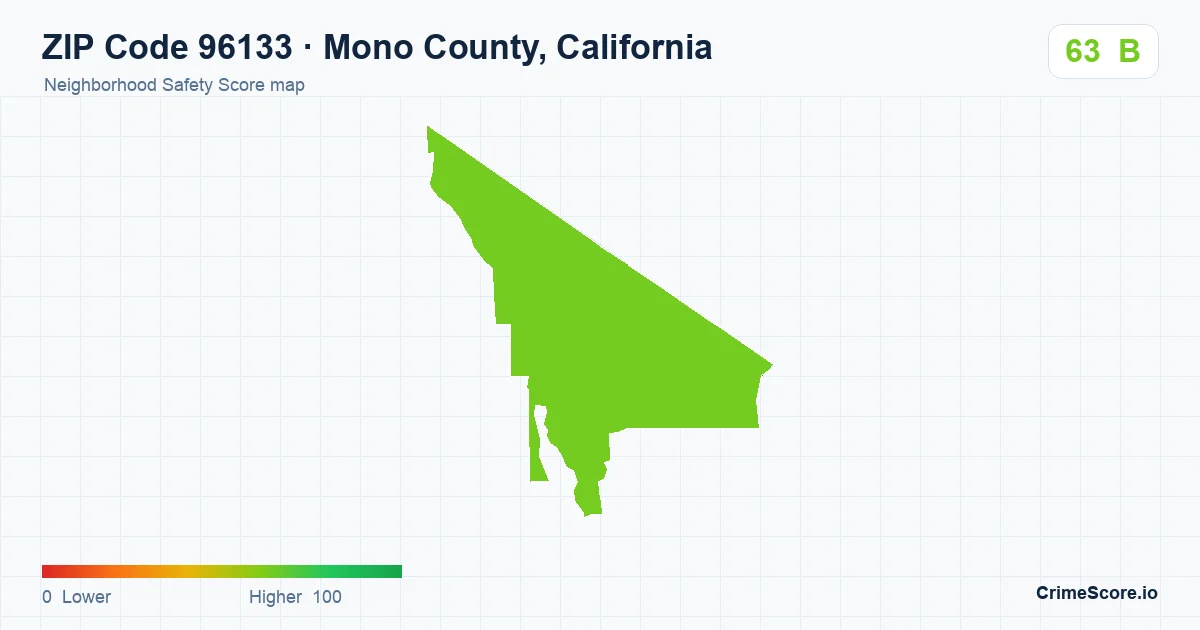 ZIP Code 96133 in Mono County, California neighborhood Safety Score map
