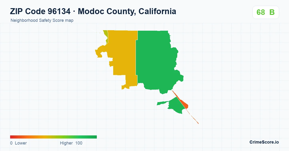 ZIP Code 96134 in Modoc County, California neighborhood Safety Score map