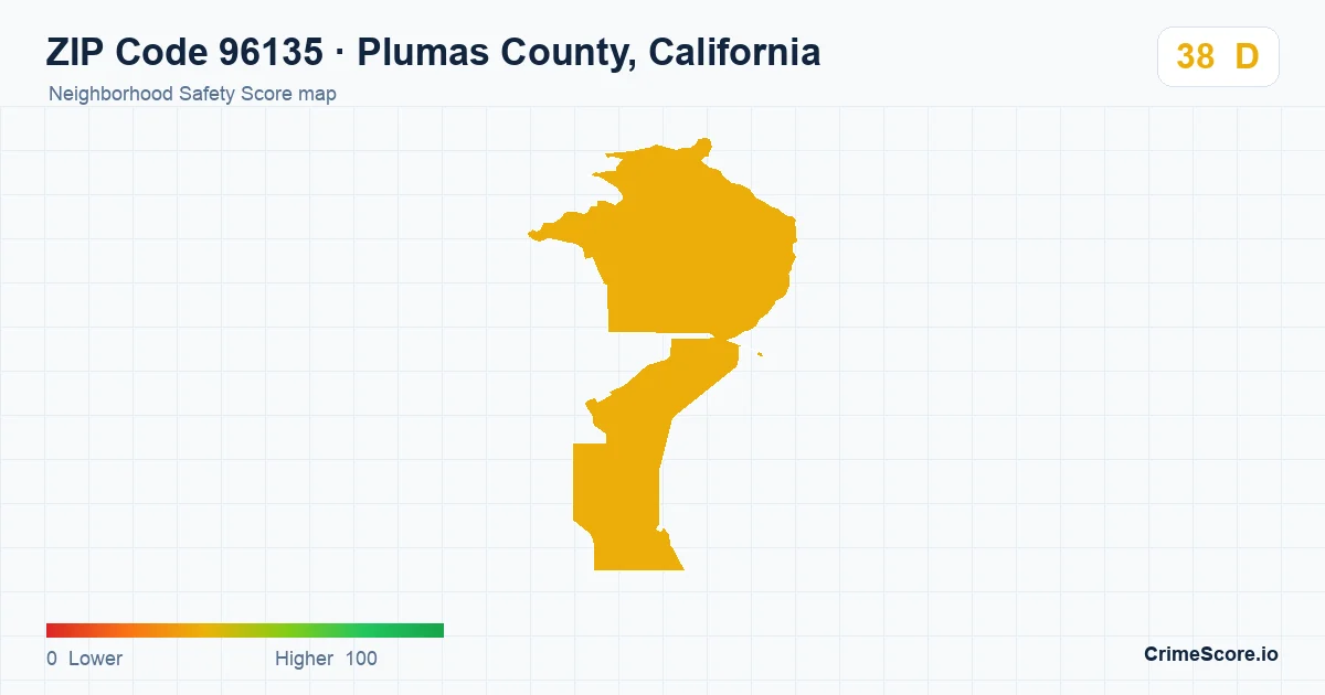ZIP Code 96135 in Plumas County, California neighborhood Safety Score map