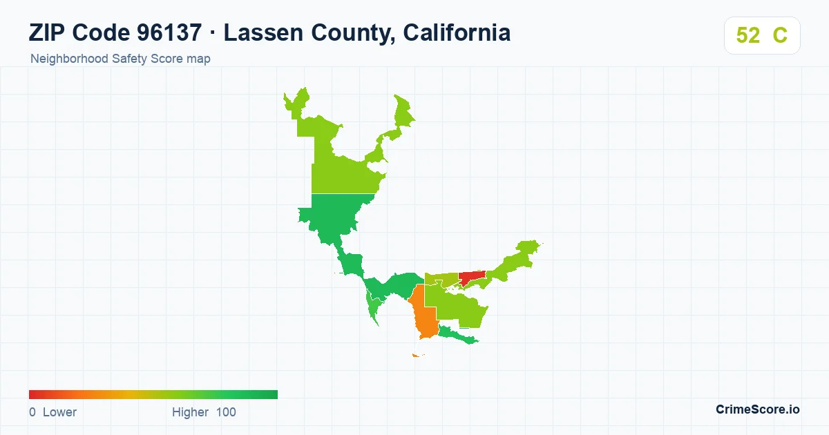 ZIP Code 96137 in Lassen County, California neighborhood Safety Score map