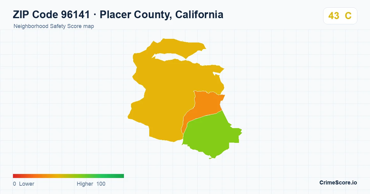 ZIP Code 96141 in Placer County, California neighborhood Safety Score map