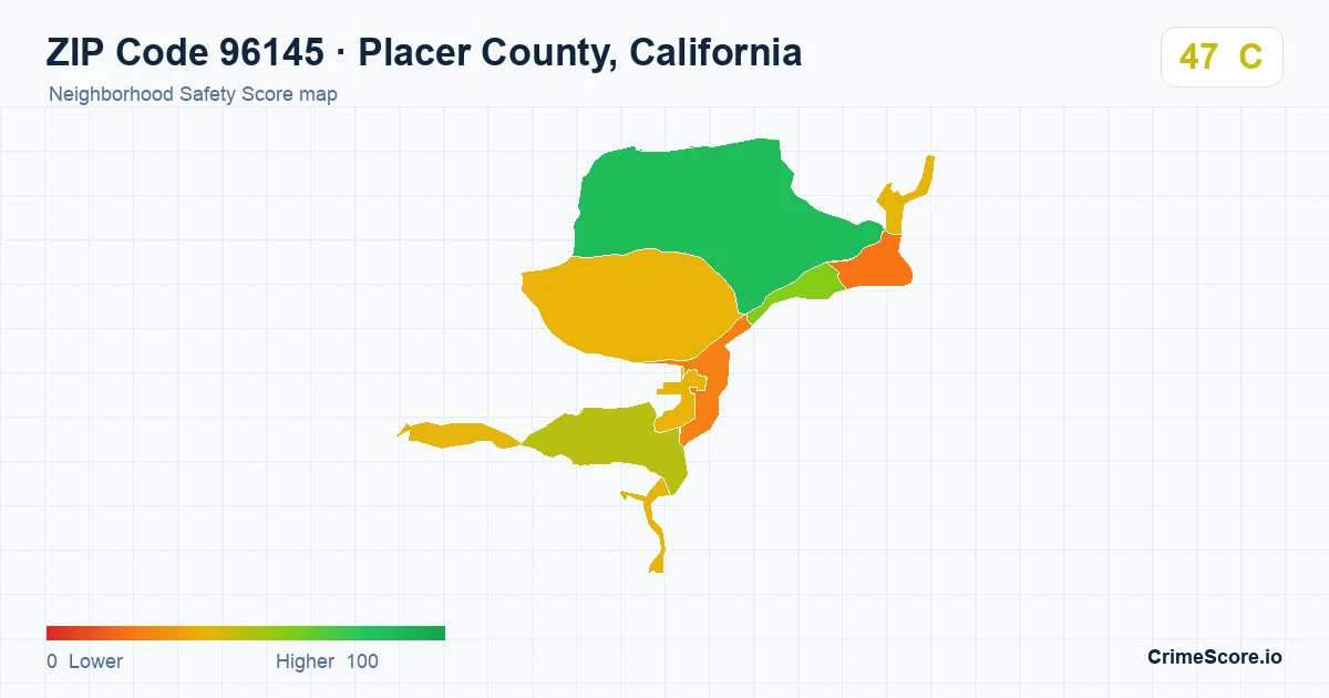 ZIP Code 96145 in Placer County, California neighborhood Safety Score map