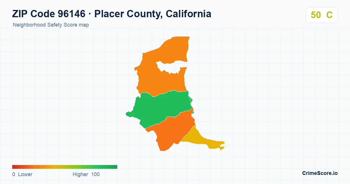 ZIP Code 96146 in Placer County, California neighborhood Safety Score map
