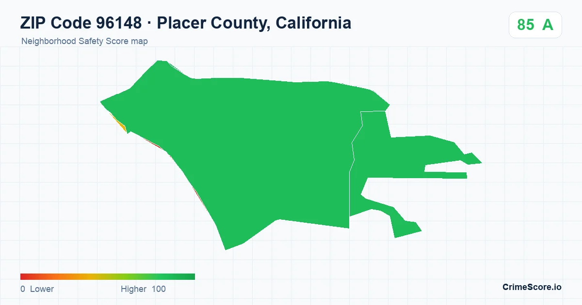 ZIP Code 96148 in Placer County, California neighborhood Safety Score map