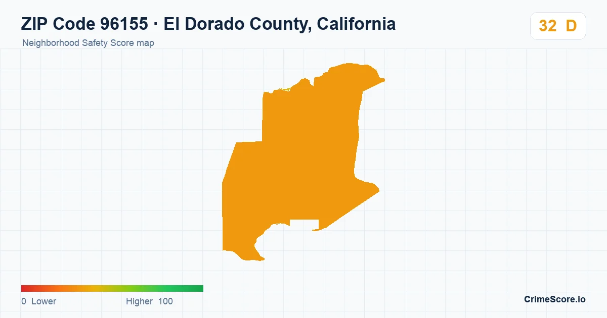 ZIP Code 96155 in El Dorado County, California neighborhood Safety Score map