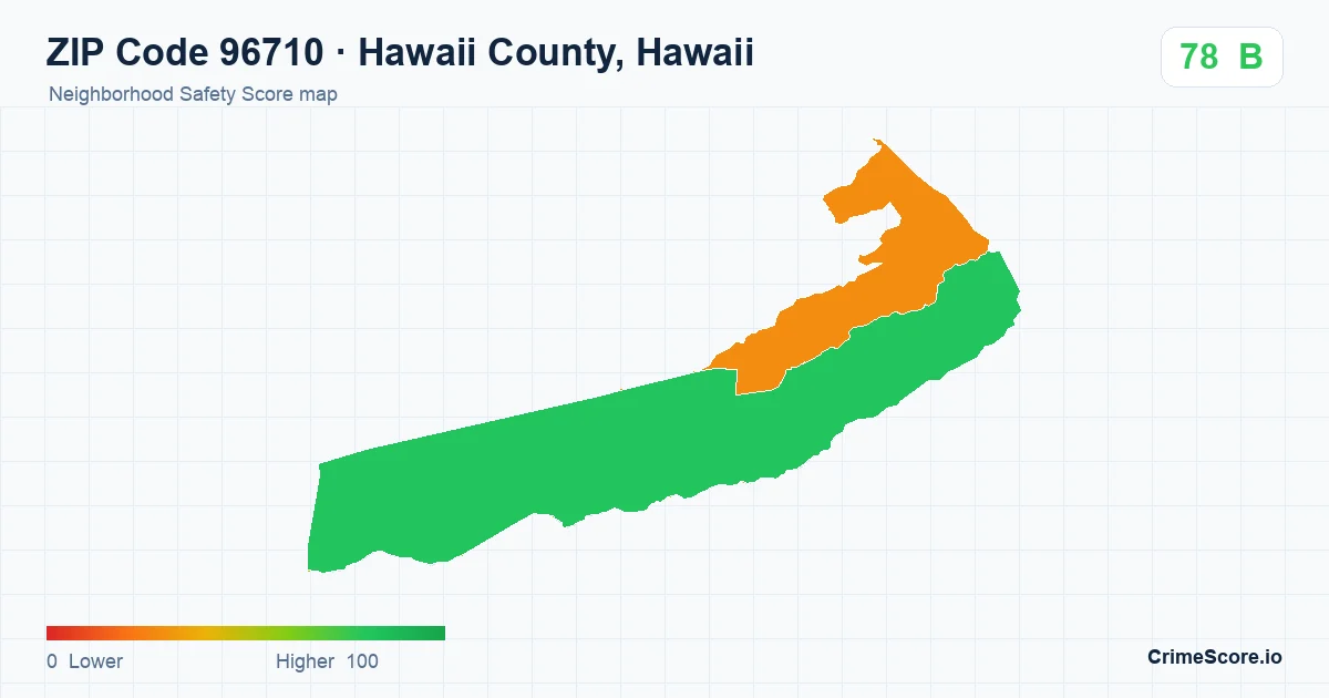 ZIP Code 96710 in Hawaii County, Hawaii neighborhood Safety Score map